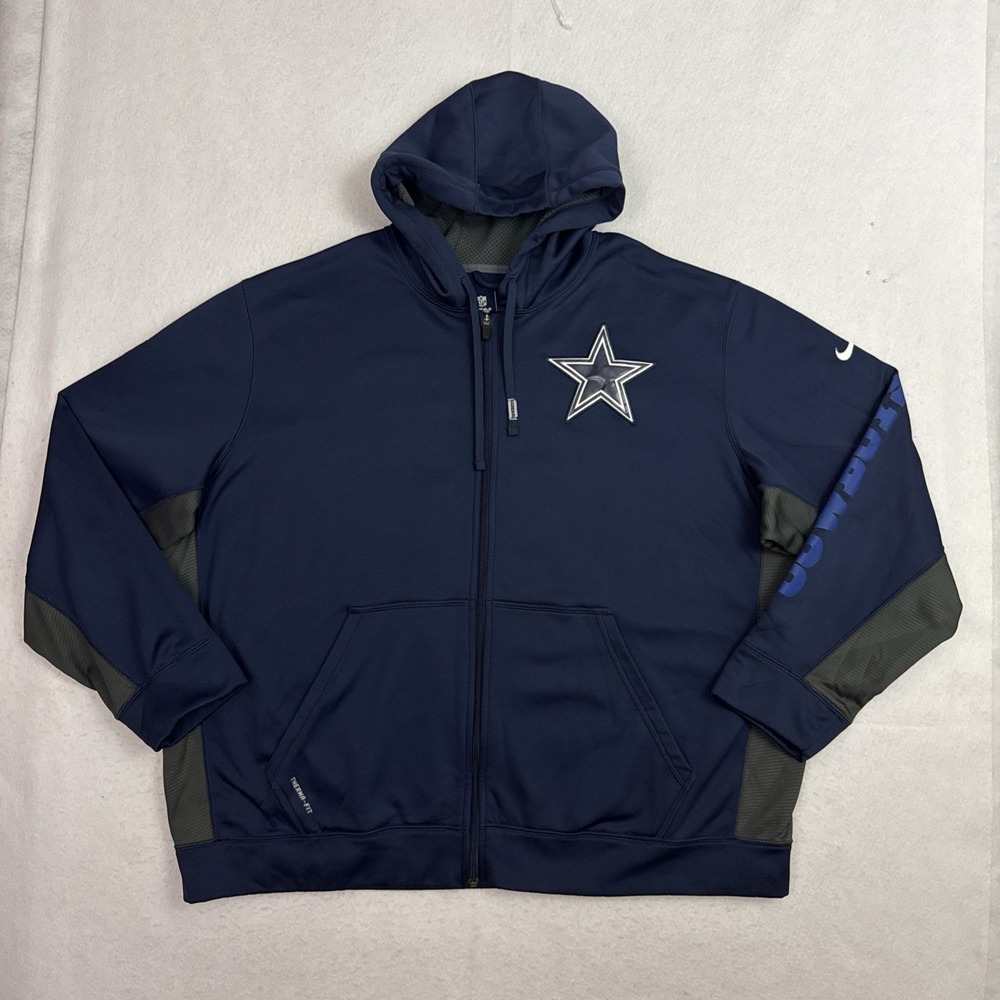 Nike Dallas Cowboys Hoodie Men's 3XL Navy Therma FIT Full Zip NFL On Field